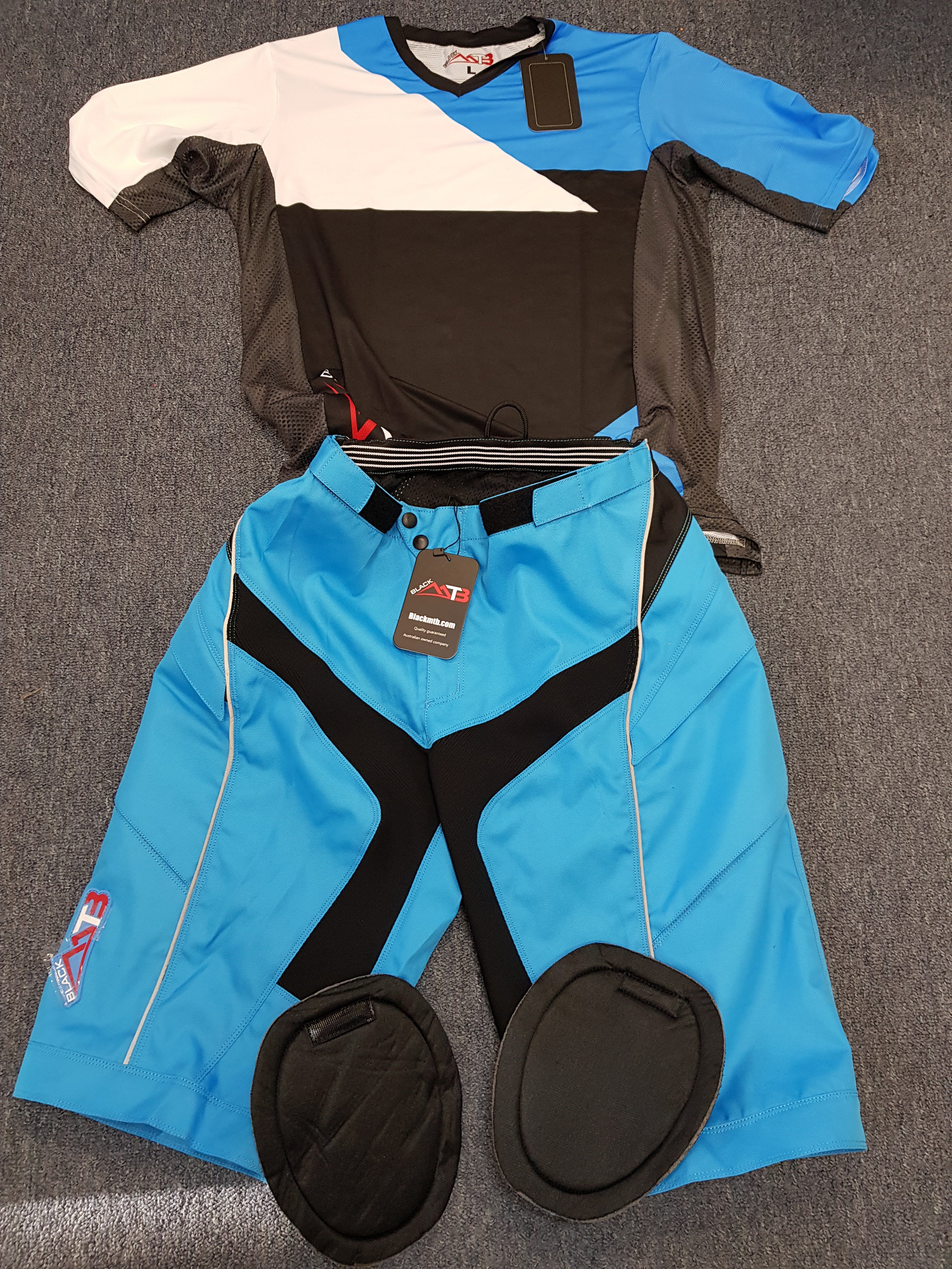 “Raptor” MTB Kit – Cerulean Blue Enduro/Downhill Shorts & Shirt (Men’s)