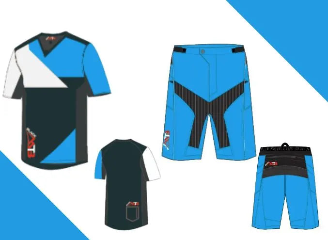 “Raptor” MTB Kit – Cerulean Blue Enduro/Downhill Shorts & Shirt (Men’s)